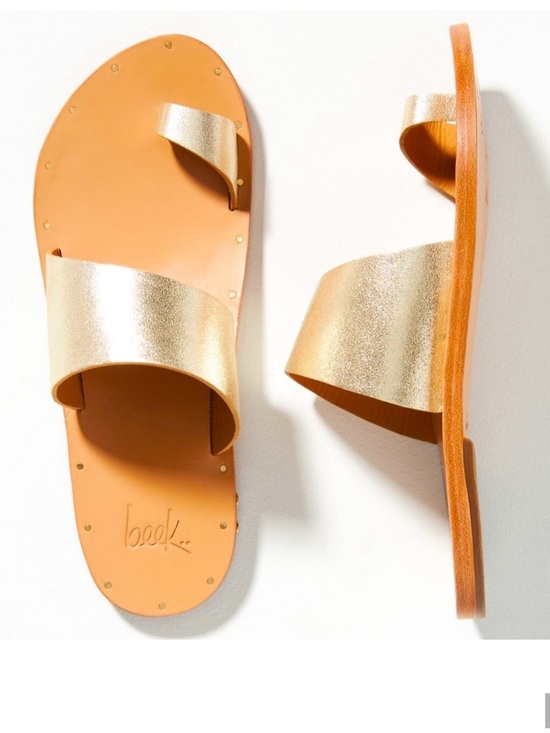 beek Shoes - Beek Finch Toe-Loop Sandal in Gold handmade comfort EUC